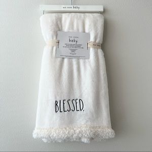 RAE DUNN BABY RARE Blessed Soft Plush Baby Blanket with Sherpa Reverse